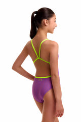 Funkita Girls Berry Crush Single Strap One Piece Swimsuit - Purple/Pink