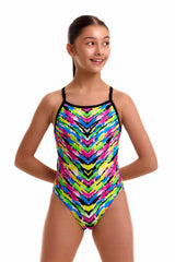 Funkita Girls Happy Hide Single Strap One Piece Swimsuit - Multi