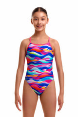 Funkita Girls Royal Wave Single Strap One Piece Swimsuit - Multi