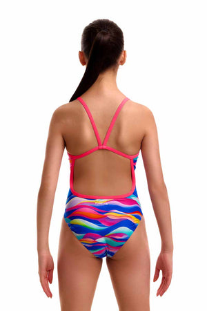 Funkita Girls Royal Wave Single Strap One Piece Swimsuit - Multi