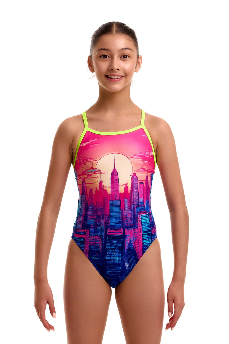 Funkita Girls Skyline Drive Single Strap One Piece Swimsuit - Multi