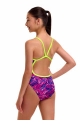 Funkita Girls Sweet Scaley Single Strap One Piece Swimsuit - Purple/Blue