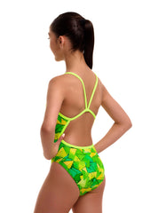 Funkita Girls Try Tonic Single Strap One Piece Swimsuit - Green/Yellow