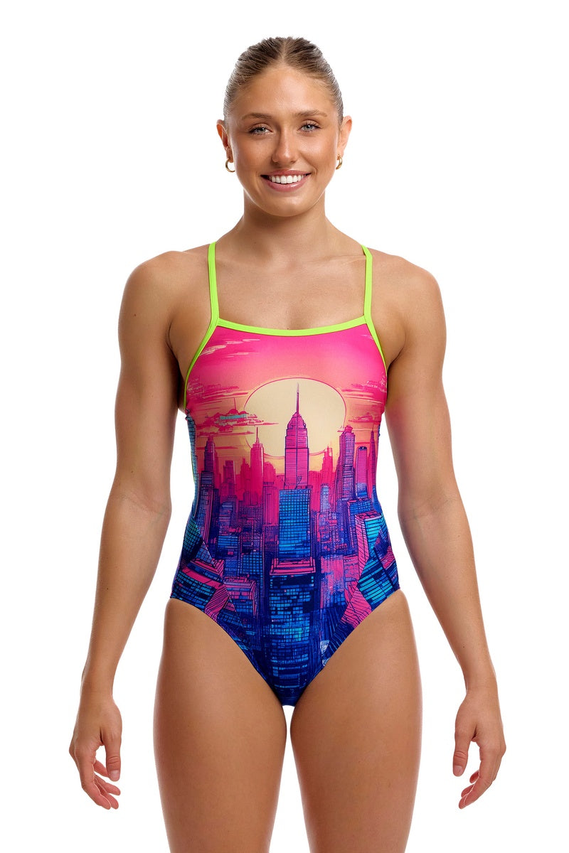 Funkita Womens Skyline Drive Single Strap One Piece Swimsuit - Multi