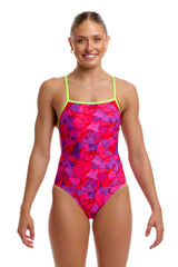 Funkita Womens Try Pink Single Strap One Piece Swimsuit - Pink