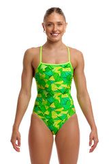 Funkita Womens Try Tonic Single Strap One Piece Swimsuit - Green/Yellow