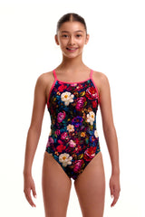 Funkita Girls Bed Of Roses Diamond Back One Piece Swimsuit - Multi