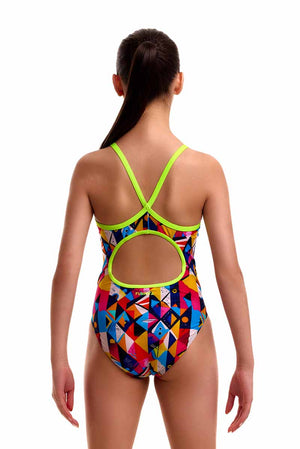 Funkita Girls Broken Blox Diamond Back One Piece Swimsuit - Multi