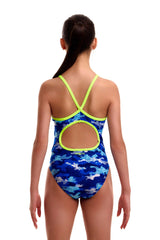 Funkita Girls Clean Marine Diamond Back One Piece Swimsuit - Blue/Multi