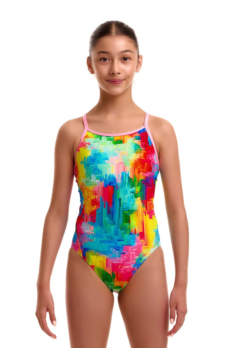 Funkita Girls Falling Colours Diamond Back One Piece Swimsuit - Multi