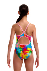 Funkita Girls Falling Colours Diamond Back One Piece Swimsuit - Multi