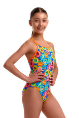 Funkita Girls Five Serves Diamond Back One Piece Swimsuit - Multi