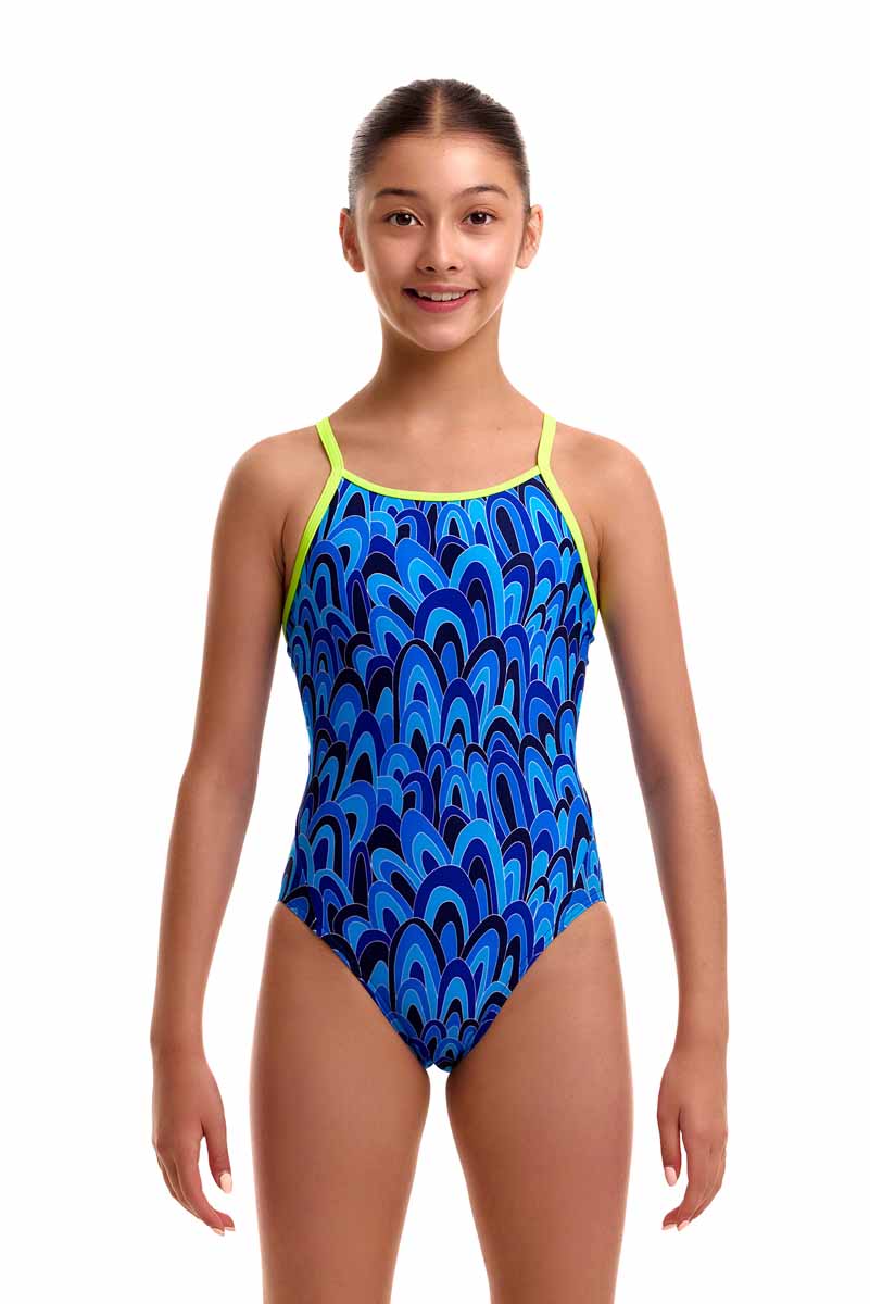 Funkita Girls Hill Billy Blues Diamond Back One Piece Swimsuit - Blue