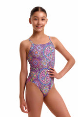 Funkita Girls Love Lacy Diamond Back One Piece Swimsuit - Multi