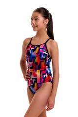 Funkita Girls Putty Rules Diamond Back One Piece Swimsuit - Multi