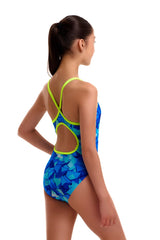 Funkita Girls Try Blue Diamond Back One Piece Swimsuit - Blue