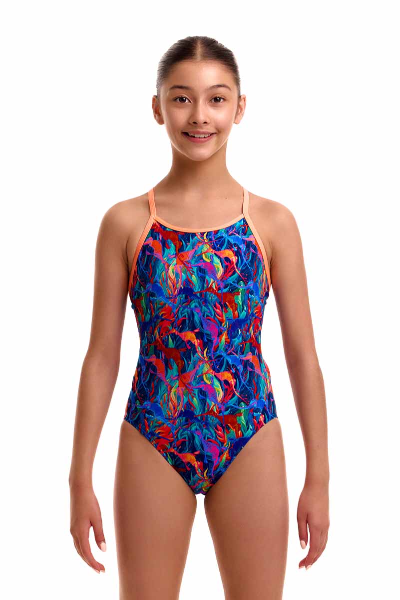 Funkita Girls Weedy One Diamond Back One Piece Swimsuit - Multi