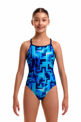 Funkita Girls You Blued Diamond Back One Piece Swimsuit - Blue