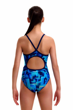 Funkita Girls You Blued Diamond Back One Piece Swimsuit - Blue