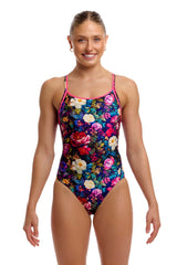 Funkita Womens Bed Of Roses Diamond Back One Piece Swimsuit - Multi