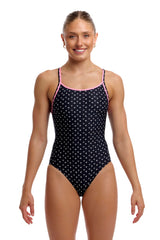 Funkita Womens Be Positive Diamond Back One Piece Swimsuit - Black/Pink