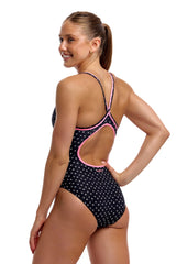 Funkita Womens Be Positive Diamond Back One Piece Swimsuit - Black/Pink