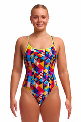 Funkita Ladies Broken Blox Diamond Back One Piece Swimsuit - Multi