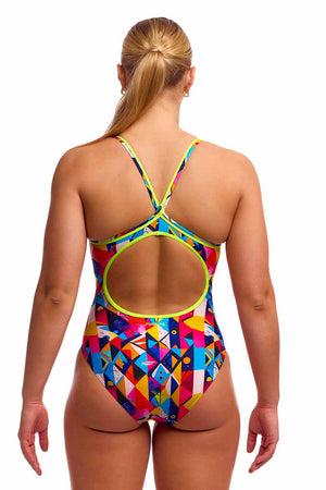 Funkita Ladies Broken Blox Diamond Back One Piece Swimsuit - Multi