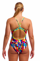 Funkita Ladies Broken Blox Diamond Back One Piece Swimsuit - Multi