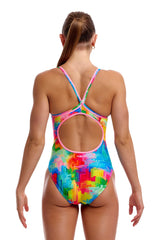 Funkita Womens Falling Colours Diamond Back One Piece Swimsuit - Multi
