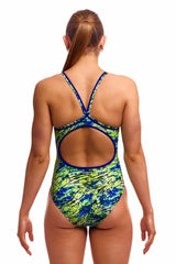 Funkita Ladies Scaled Back Diamond Back One Piece Swimsuit - Green/Blue