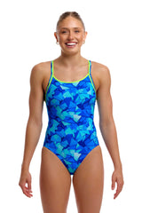 Funkita Womens Try Blue Diamond Back One Piece Swimsuit - Blue