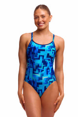 Funkita Ladies You Blued Diamond Back One Piece Swimsuit - Blue