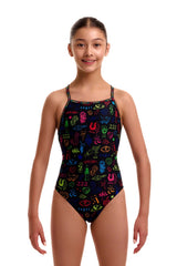 Funkita Girls Doodles Strapped In One Piece Swimsuit - Multi