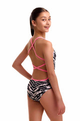 Funkita Girls Fur Elise Strapped In One Piece Swimsuit - White/Black