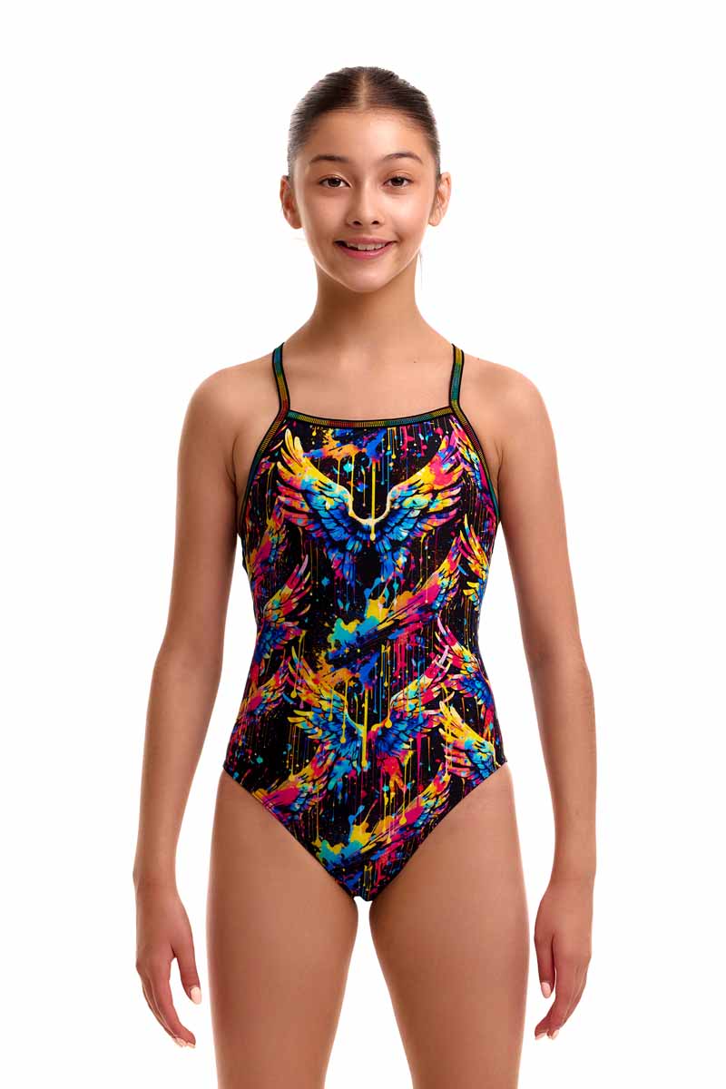 Funkita Girls Killer Cupid Strapped In One Piece Swimsuit - Multi