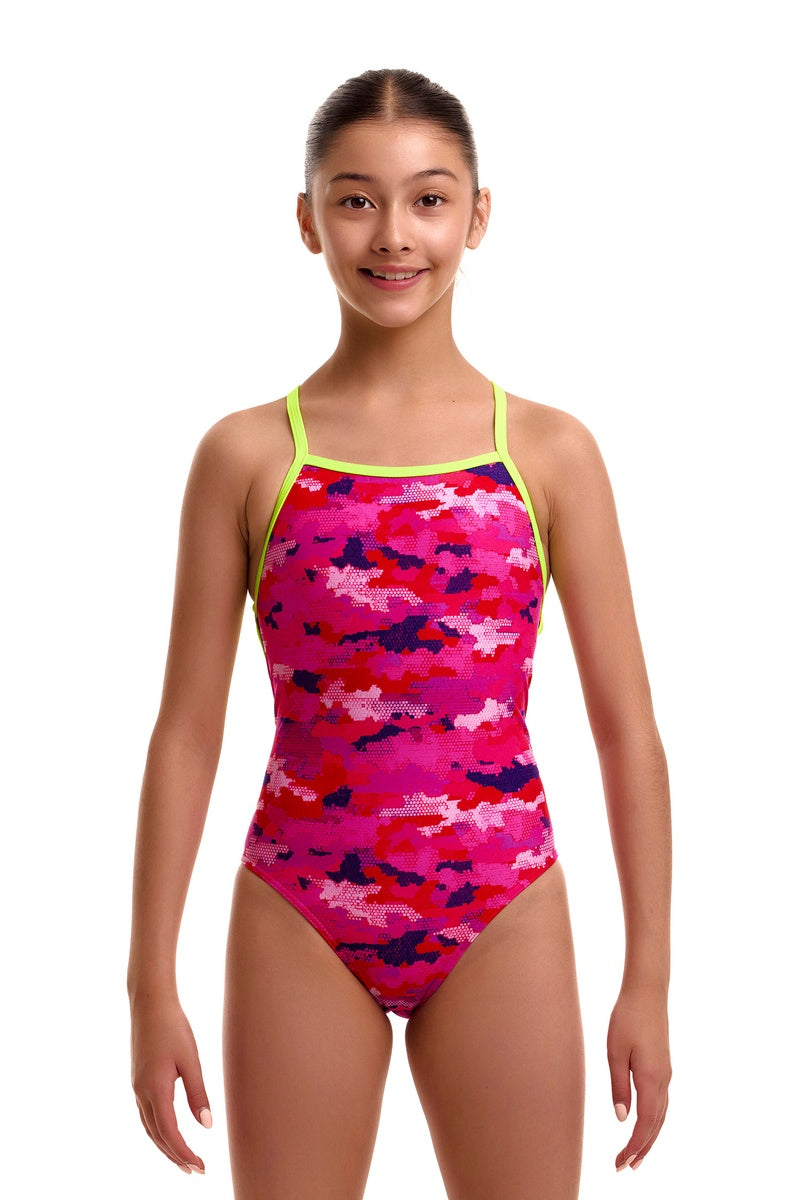 Funkita Girls Special Pops Strapped In One Piece Swimsuit - Pink/Multi