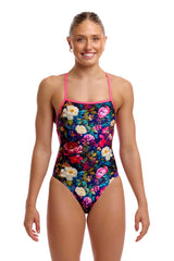 Funkita Womens Bed Of Roses Strapped In One Piece Swimsuit - Multi