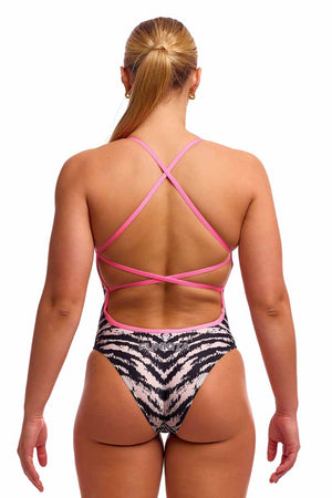Funkita Ladies Fur Elise Strapped In One Piece Swimsuit - White/Black