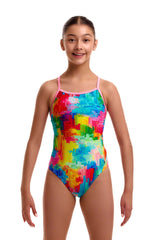 Funkita Girls Falling Colours Twisted One Piece Swimsuit - Multi