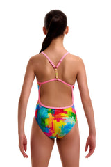 Funkita Girls Falling Colours Twisted One Piece Swimsuit - Multi