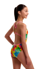 Funkita Girls Falling Colours Twisted One Piece Swimsuit - Multi