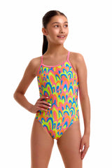 Funkita Girls Hillary Puff Twisted One Piece Swimsuit - Multi