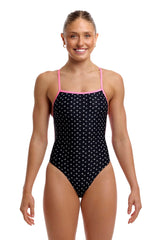 Funkita Womens Be Positive Single Strength One Piece Swimsuit - Black/Pink