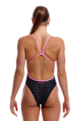 Funkita Womens Be Positive Single Strength One Piece Swimsuit - Black/Pink
