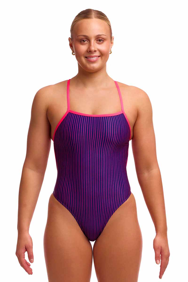 Funkita Ladies Peach Tea Single Strength One Piece Swimsuit - Purple/Pink