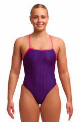 Funkita Ladies Peach Tea Single Strength One Piece Swimsuit - Purple/Pink