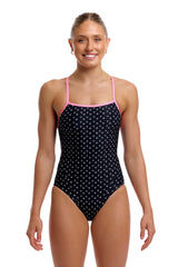 Funkita Womens Be Positive Swim Secure One Piece Swimsuit - Black/Pink