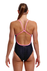Funkita Womens Be Positive Swim Secure One Piece Swimsuit - Black/Pink