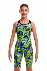 Funkita Girls Scaled Back Fast Training One Piece - Green/Blue